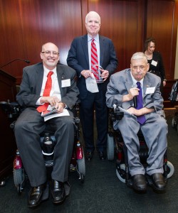 Senator McCain with United Spinal President & CEO Paul J. Tobin (L) & Terry Moakley, Chair of the VetsFirst Committee (R). 