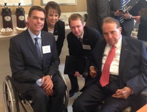 United Spinal Association President and CEO Joseph Gaskins, VetsFirst Vice President Heather Ansley, VetsFirst Director of Veterans Policy Christopher Neiweem, and Senator Bob Dole following a meeting with veterans service organizations on the Disabilities Treaty.